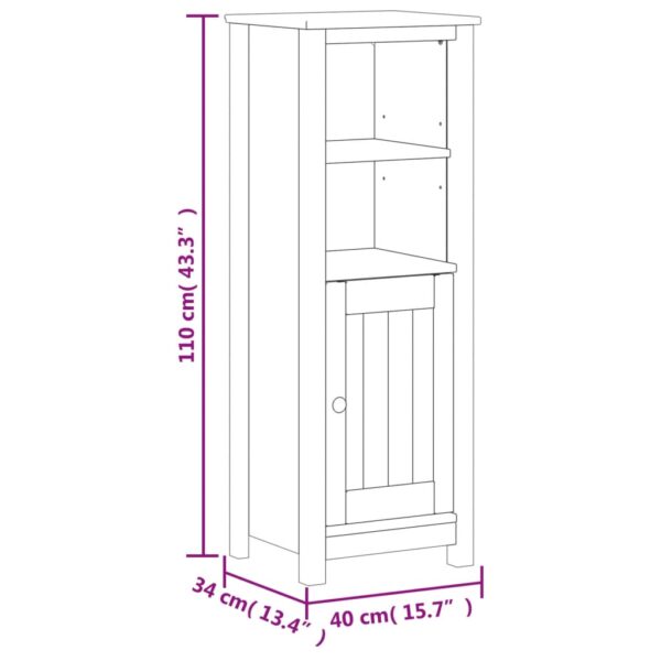 vidaXL Bathroom Cabinet BERG White 15.7"x13.4"x43.3" Solid Wood Pine - Image 8