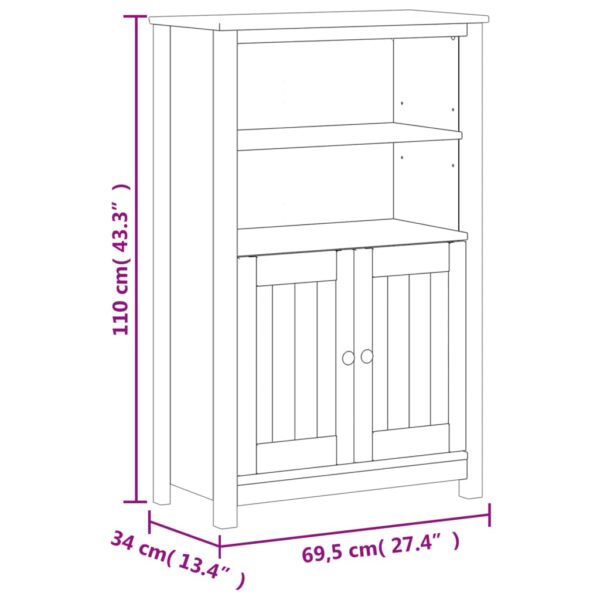 vidaXL Bathroom Cabinet BERG White 27.4"x13.4"x43.3" Solid Wood Pine - Image 8