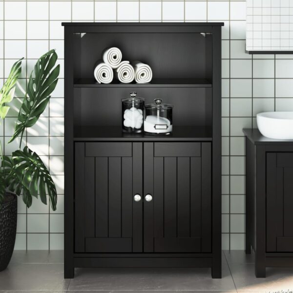 vidaXL Bathroom Cabinet BERG Black 27.4"x13.4"x43.3" Solid Wood Pine