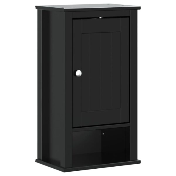 vidaXL Bathroom Wall Cabinet BERG Black 15.7"x10.6"x28.1" Solid Wood Pine - Image 2