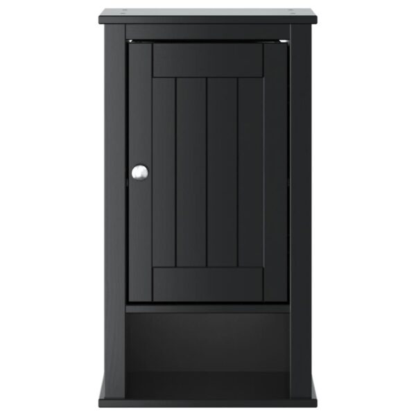 vidaXL Bathroom Wall Cabinet BERG Black 15.7"x10.6"x28.1" Solid Wood Pine - Image 3