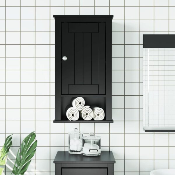 vidaXL Bathroom Wall Cabinet BERG Black 15.7"x10.6"x28.1" Solid Wood Pine