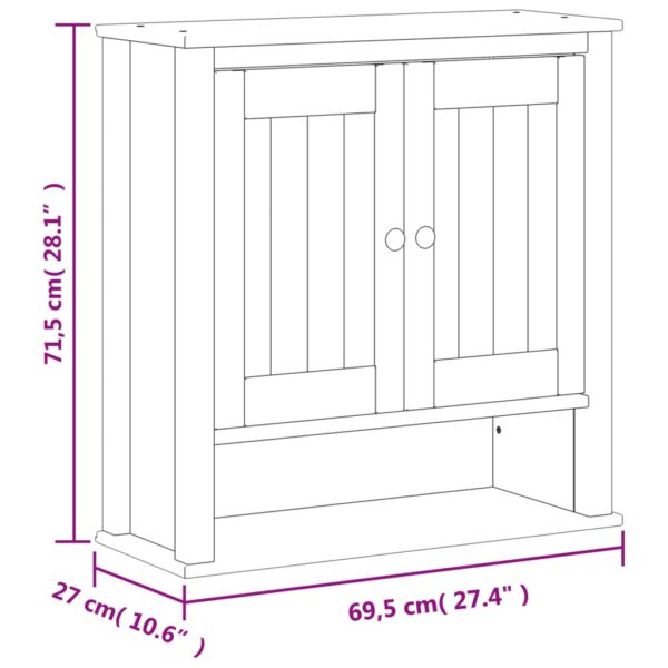 vidaXL Bathroom Wall Cabinet BERG White 27.4"x10.6"x28.1" Solid Wood - Image 8