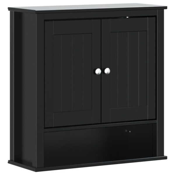 vidaXL Bathroom Wall Cabinet BERG Black 27.4"x10.6"x28.1" Solid Wood - Image 2