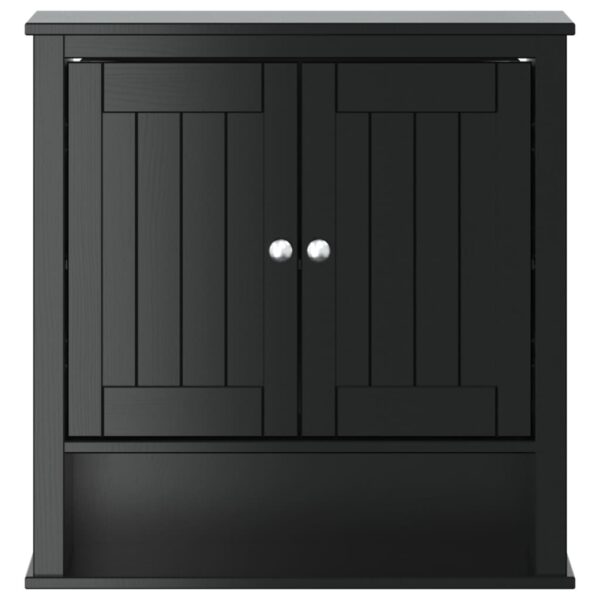 vidaXL Bathroom Wall Cabinet BERG Black 27.4"x10.6"x28.1" Solid Wood - Image 3