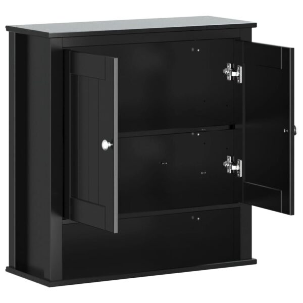 vidaXL Bathroom Wall Cabinet BERG Black 27.4"x10.6"x28.1" Solid Wood - Image 4