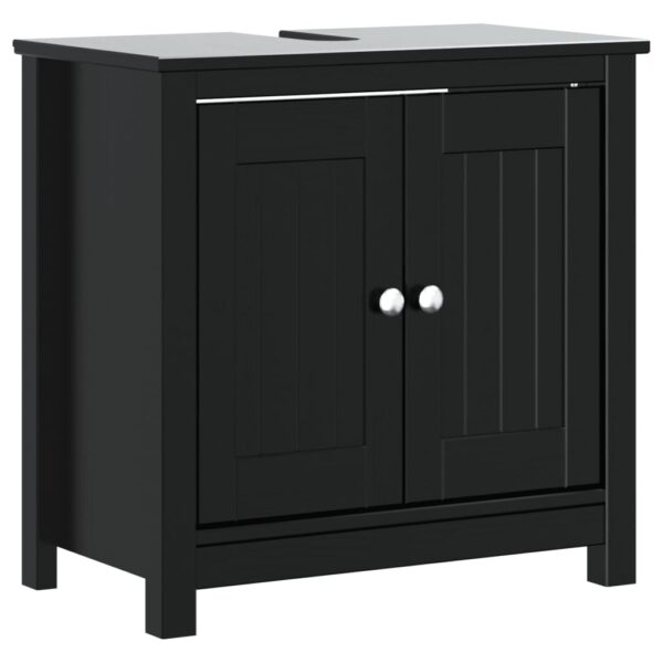 vidaXL Bathroom Sink Cabinet BERG Black 23.6"x13.4"x23.2" Solid Wood Pine - Image 2