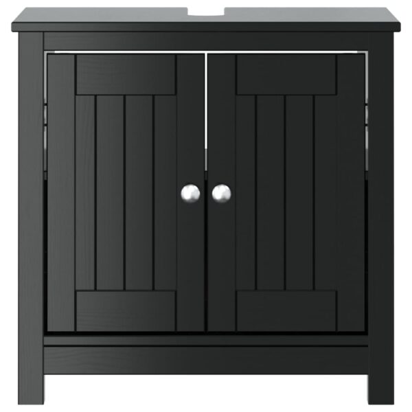 vidaXL Bathroom Sink Cabinet BERG Black 23.6"x13.4"x23.2" Solid Wood Pine - Image 3