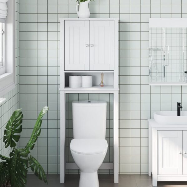 vidaXL Over-the-Toilet Storage BERG White 23.6"x10.6"x64.8" Solid Wood