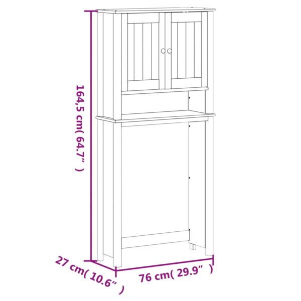 vidaXL Washing Machine Cabinet BERG White 29.9"x10.6"x64.8" Solid Wood - Image 8