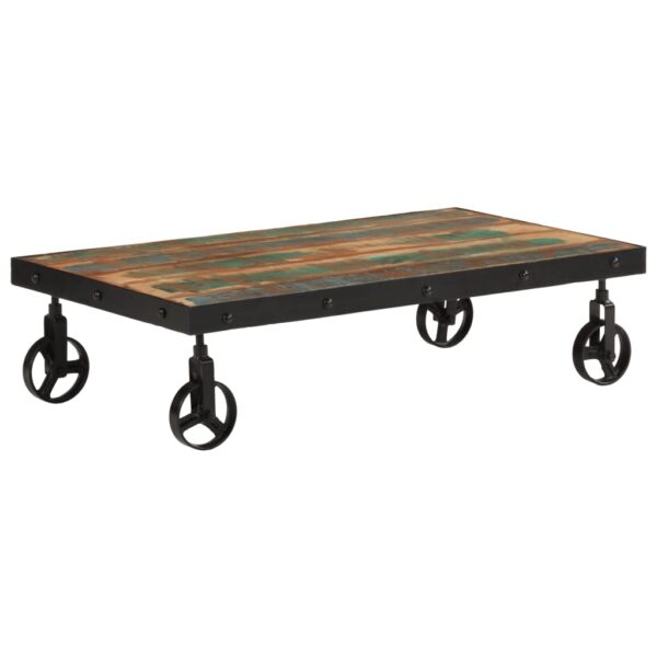 vidaXL Coffee Table with Wheels Solid Reclaimed Wood 39.4"x21.7"x10.2" - Image 10