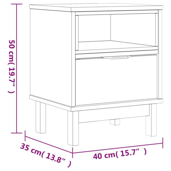 vidaXL Bedside Cabinet FLAM 15.7"x13.8"x19.7" Solid Wood Pine - Image 9