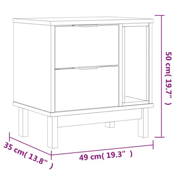 vidaXL Bedside Cabinet FLAM 19.3"x13.8"x19.7" Solid Wood Pine - Image 10