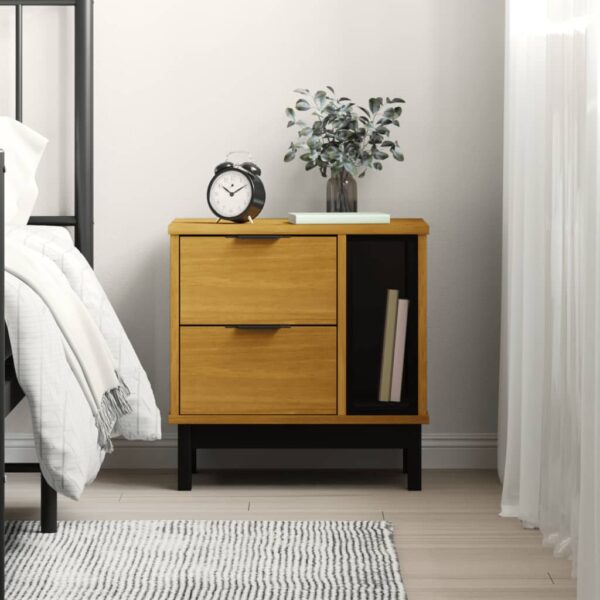 vidaXL Bedside Cabinet FLAM 19.3"x13.8"x19.7" Solid Wood Pine