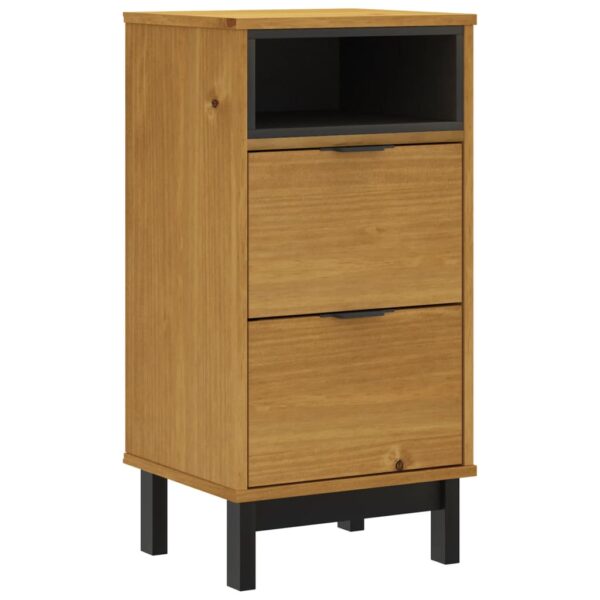 vidaXL Bedside Cabinet FLAM 15.7"x13.8"x31.5" Solid Wood Pine - Image 2