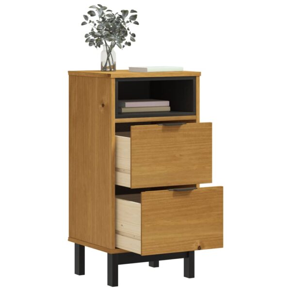 vidaXL Bedside Cabinet FLAM 15.7"x13.8"x31.5" Solid Wood Pine - Image 3