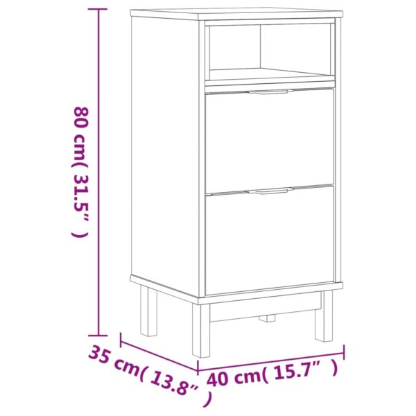 vidaXL Bedside Cabinet FLAM 15.7"x13.8"x31.5" Solid Wood Pine - Image 10