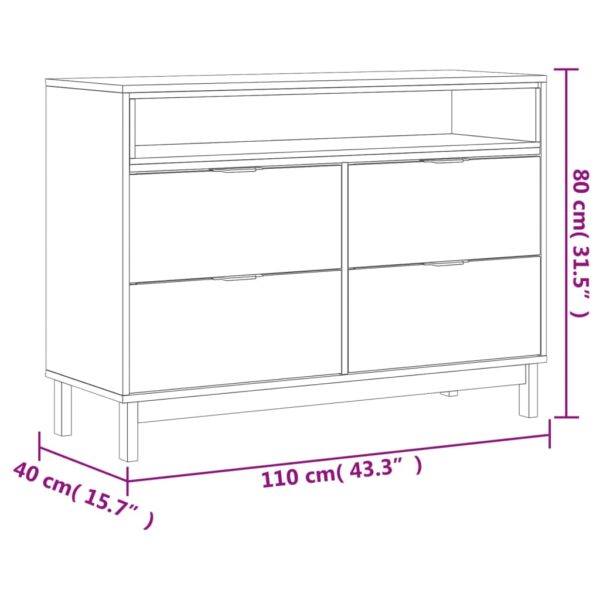 vidaXL Drawer Cabinet FLAM 43.3"x15.7"x31.5" Solid Wood Pine - Image 10