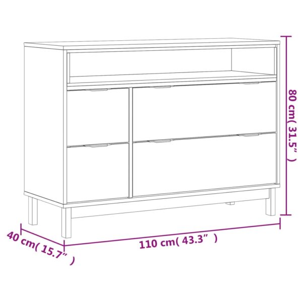 vidaXL Drawer Cabinet FLAM 43.3"x15.7"x31.5" Solid Wood Pine - Image 10