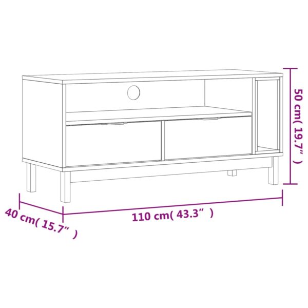 vidaXL TV Stand FLAM 43.3"x15.7"x19.7" Solid Wood Pine - Image 10