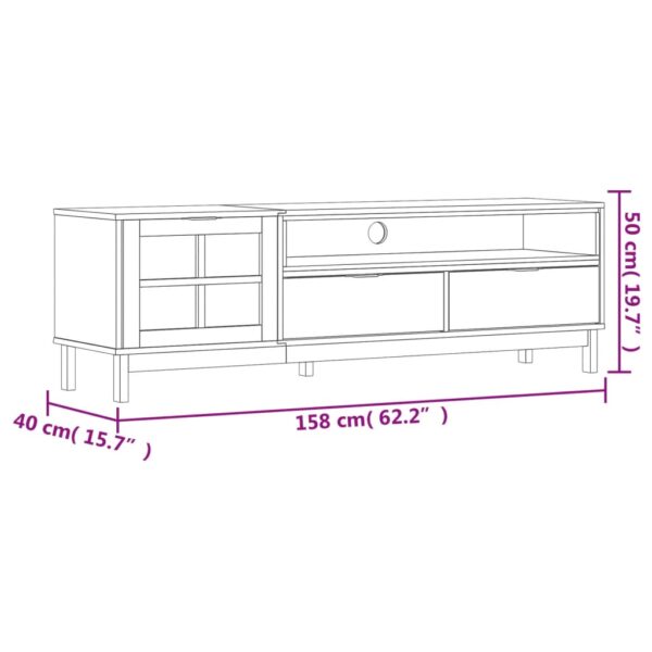 vidaXL TV Stand with Glass Door FLAM 62.2"x15.7"x19.7" Solid Wood Pine - Image 10