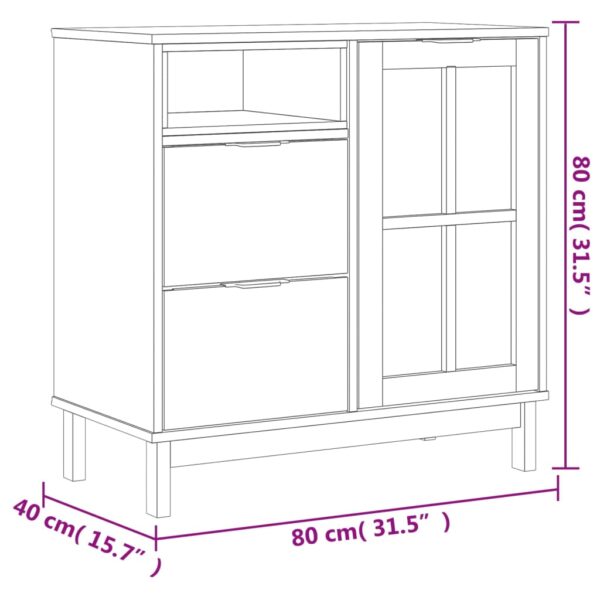 vidaXL Sideboard with Glass Door FLAM 31.5"x15.7"x31.5" Solid Wood Pine - Image 10