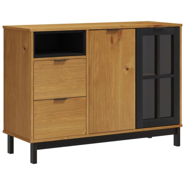 vidaXL Sideboard with Glass Door FLAM 43.3"x15.7"x31.5" Solid Wood Pine - Image 2