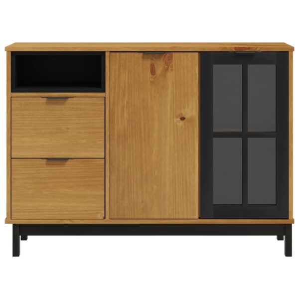 vidaXL Sideboard with Glass Door FLAM 43.3"x15.7"x31.5" Solid Wood Pine - Image 5