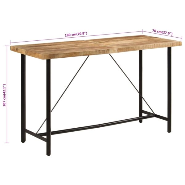 vidaXL Bar Table 70.9"x27.6"x42.1" Solid Wood Mango and Iron - Image 7