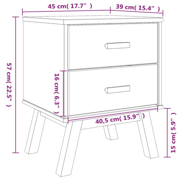 vidaXL Bedside Cabinet OLDEN Gray and Brown Solid Wood Pine - Image 12