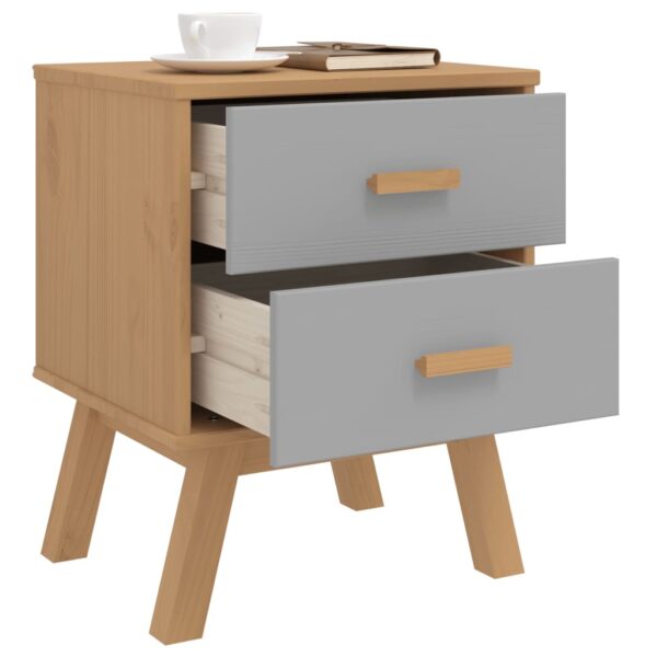 vidaXL Bedside Cabinet OLDEN Gray and Brown Solid Wood Pine - Image 4