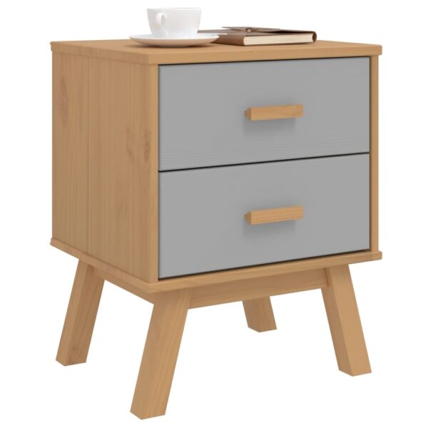 vidaXL Bedside Cabinet OLDEN Gray and Brown Solid Wood Pine - Image 5