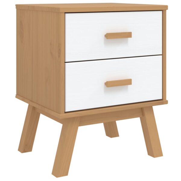 vidaXL Bedside Cabinet OLDEN White and Brown Solid Wood Pine - Image 2