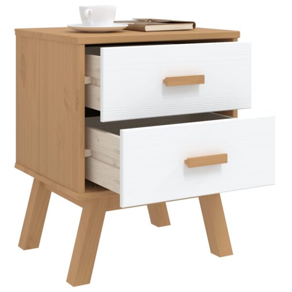 vidaXL Bedside Cabinet OLDEN White and Brown Solid Wood Pine - Image 4