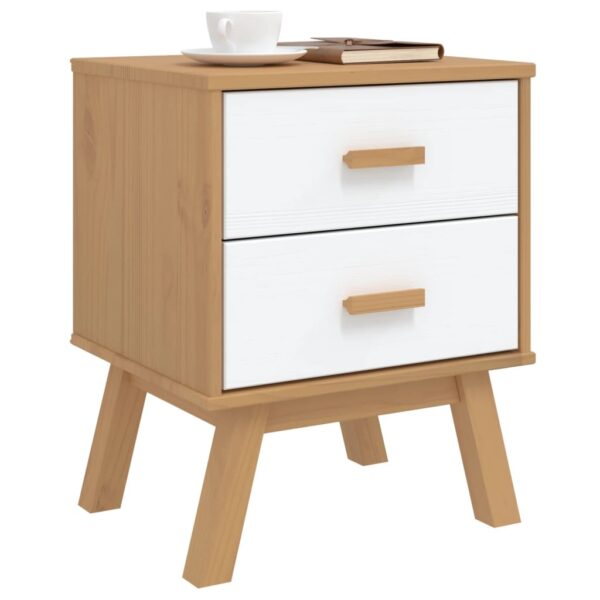 vidaXL Bedside Cabinet OLDEN White and Brown Solid Wood Pine - Image 5