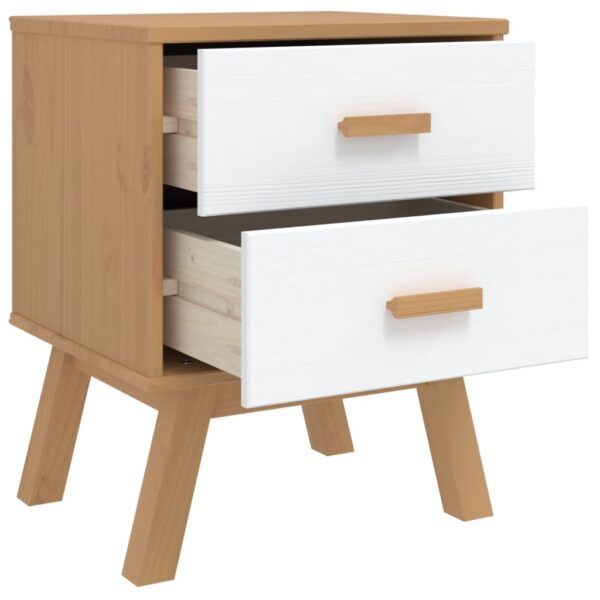 vidaXL Bedside Cabinet OLDEN White and Brown Solid Wood Pine - Image 6