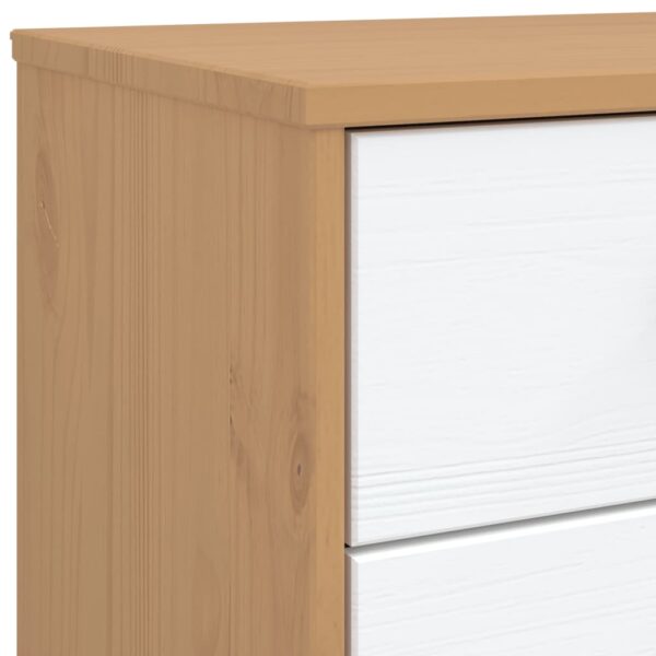 vidaXL Bedside Cabinet OLDEN White and Brown Solid Wood Pine - Image 10