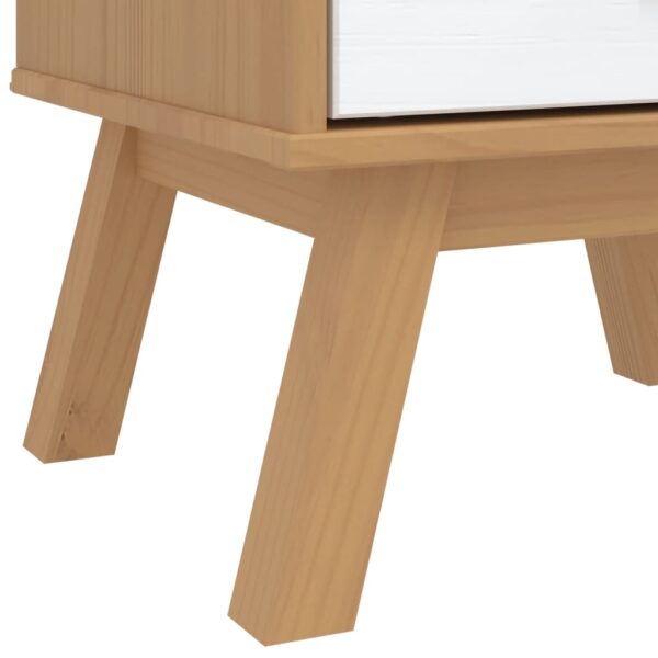 vidaXL Bedside Cabinet OLDEN White and Brown Solid Wood Pine - Image 11