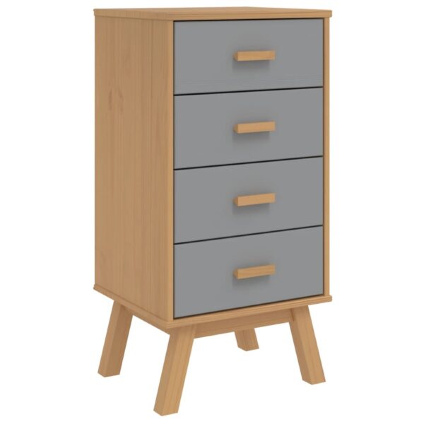 vidaXL Bedside Cabinet OLDEN Gray and Brown Solid Wood Pine - Image 2