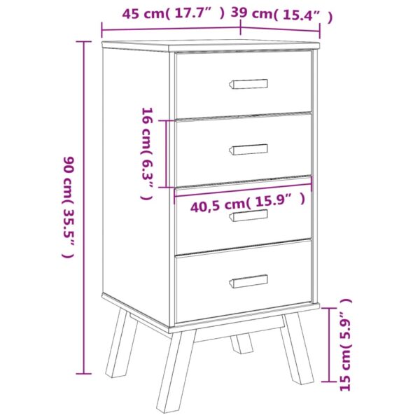 vidaXL Bedside Cabinet OLDEN Gray and Brown Solid Wood Pine - Image 12