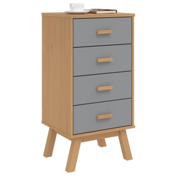 vidaXL Bedside Cabinet OLDEN Gray and Brown Solid Wood Pine - Image 4