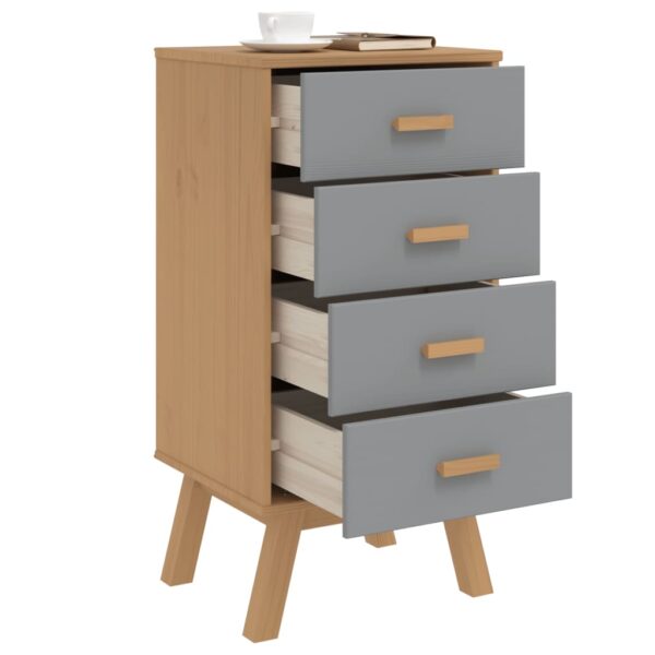 vidaXL Bedside Cabinet OLDEN Gray and Brown Solid Wood Pine - Image 5