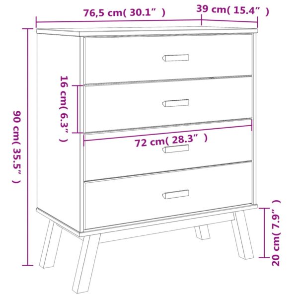 vidaXL Drawer Cabinet OLDEN Brown Solid Wood Pine - Image 12