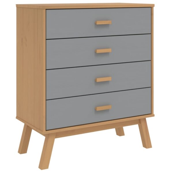 vidaXL Drawer Cabinet OLDEN Gray and Brown Solid Wood Pine - Image 2