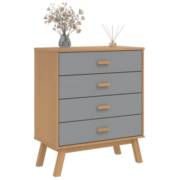 vidaXL Drawer Cabinet OLDEN Gray and Brown Solid Wood Pine - Image 4