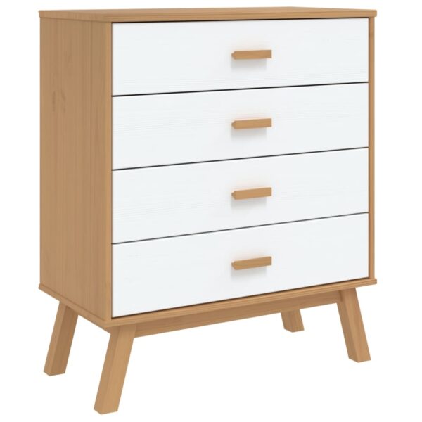 vidaXL Drawer Cabinet OLDEN White and Brown Solid Wood Pine - Image 2