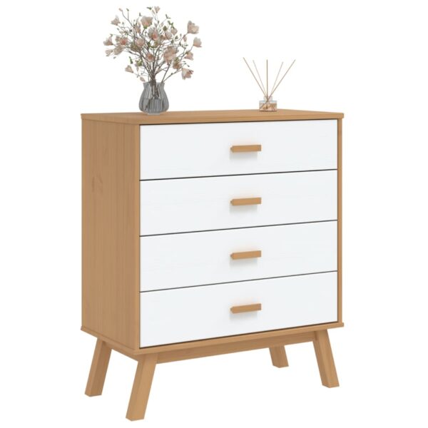 vidaXL Drawer Cabinet OLDEN White and Brown Solid Wood Pine - Image 4