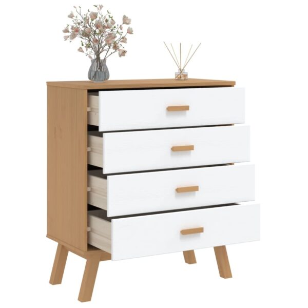 vidaXL Drawer Cabinet OLDEN White and Brown Solid Wood Pine - Image 5