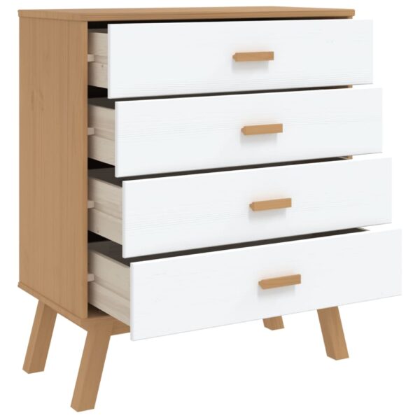 vidaXL Drawer Cabinet OLDEN White and Brown Solid Wood Pine - Image 6