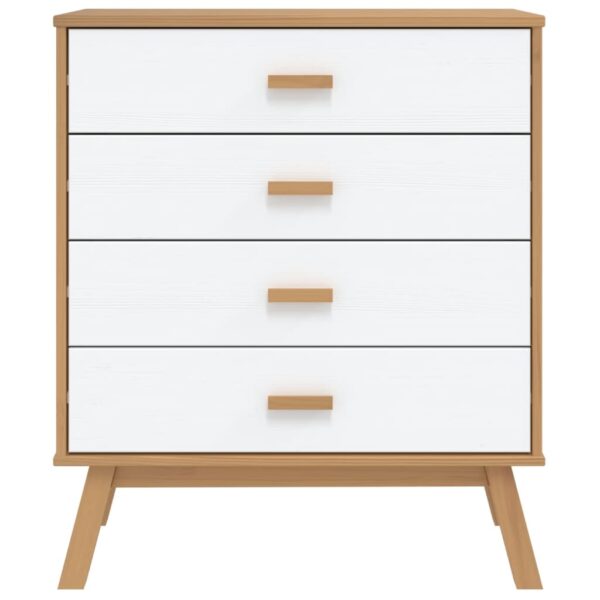 vidaXL Drawer Cabinet OLDEN White and Brown Solid Wood Pine - Image 7